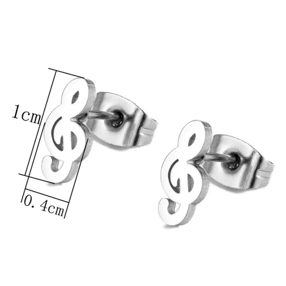 Music Note Earrings - Minimalist Silver Studs NWT - Picture 5 of 5